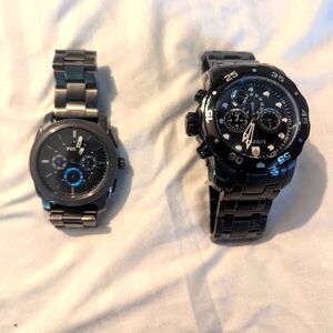 Fossil and Invicta dress watches silver and obsidian black!!